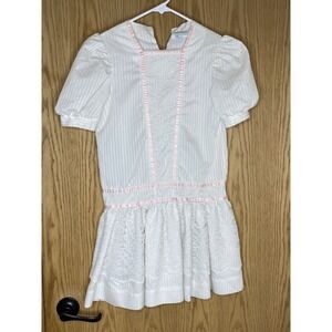 Vintage Rare Editions Union Made Dress Youth Sz 12 White Drop Waist Cottage Core